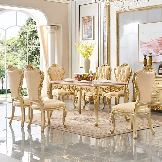 Luxury Gold European Solid Wood Dining Table - DSARD
