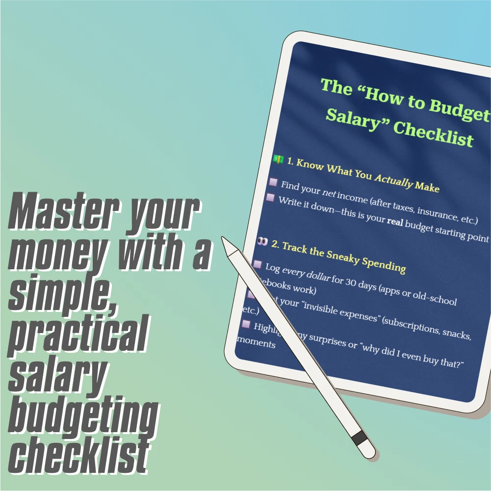 The How to Budget Salary Checklist | Budgeting Printable | Personal Finance Guide | How to Budget My Salary Tool