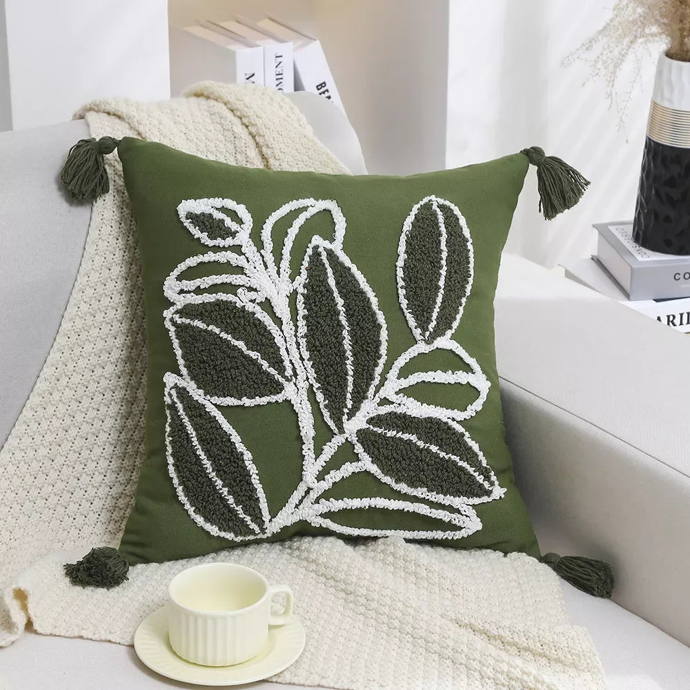 Bohemian Geometric Embroidered Tassel Pillow Cover 18×18 Inch - DSARD