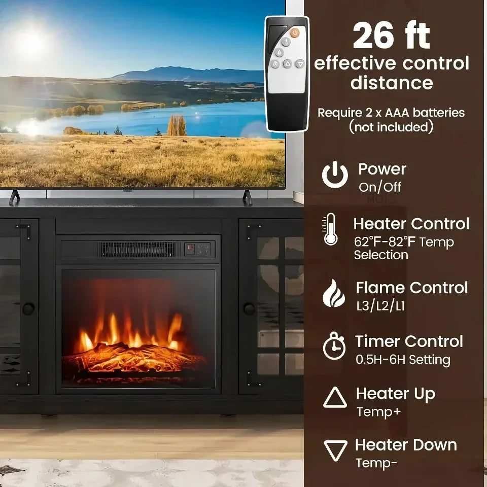 65-Inch TV Stand with Built-in Electric Fireplace and Remote Control - DSARD - DSARD
