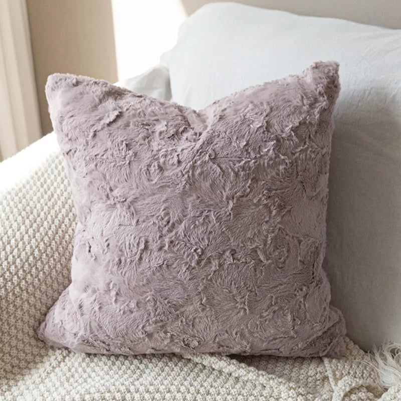 Rabbit Fur Warmth Winter Throw Pillowcase (45×45 cm)