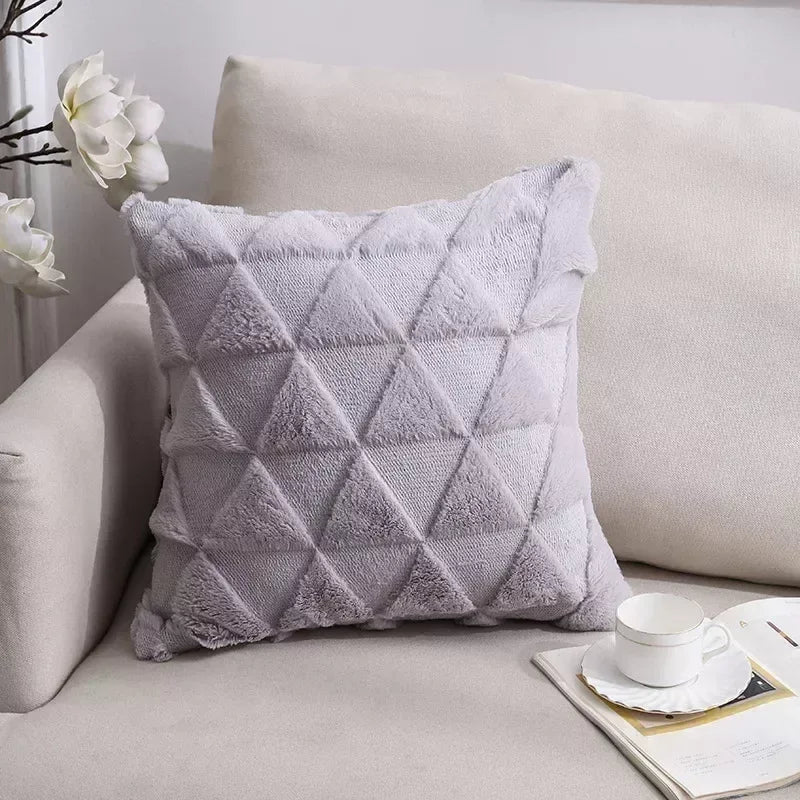 2-Piece Solid Color Plush Pillowcase Set with 3D Wave Pattern – 45x45cm