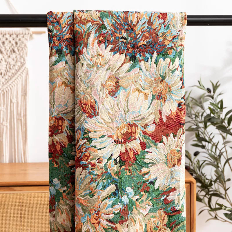 Floral Jacquard Fabric Canvas – 59″x39″ DIY Upholstery & Sewing Cloth