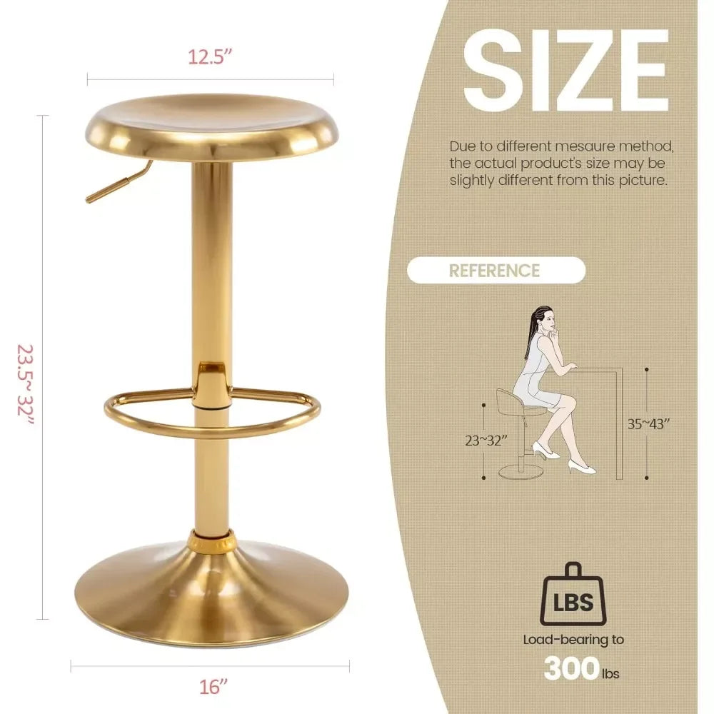 Adjustable Round Metal Bar Stools Set of 2 - DSARD - DSARD