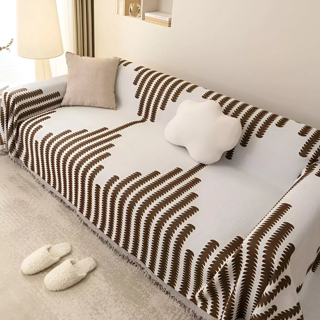 Thick Chenille Stripe Sofa Blanket – Soft, Breathable, Non-Slip Throw for Home & Office