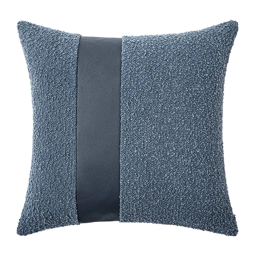 Faux Leather and Boucle Decorative Pillow Cover – Modern Textured Accent - DSARD