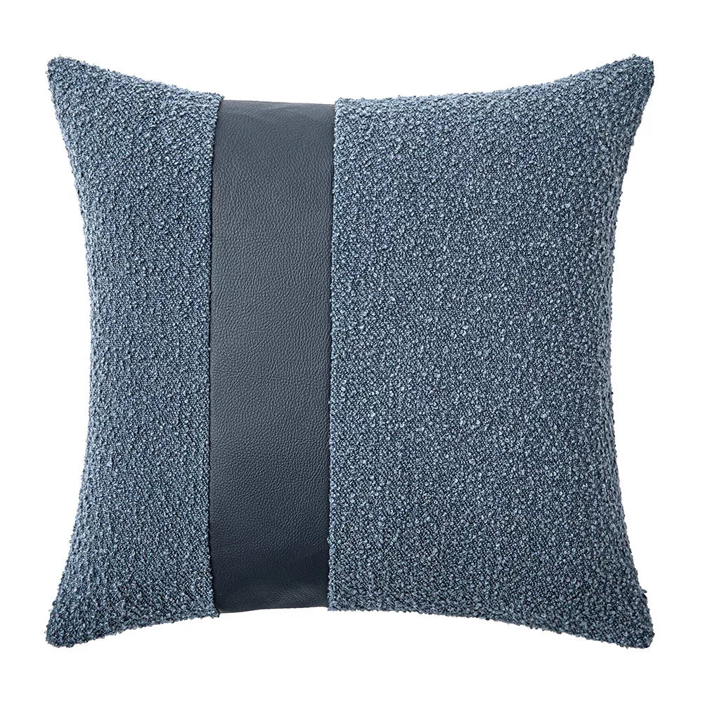 Faux Leather and Boucle Decorative Pillow Cover – Modern Textured Accent