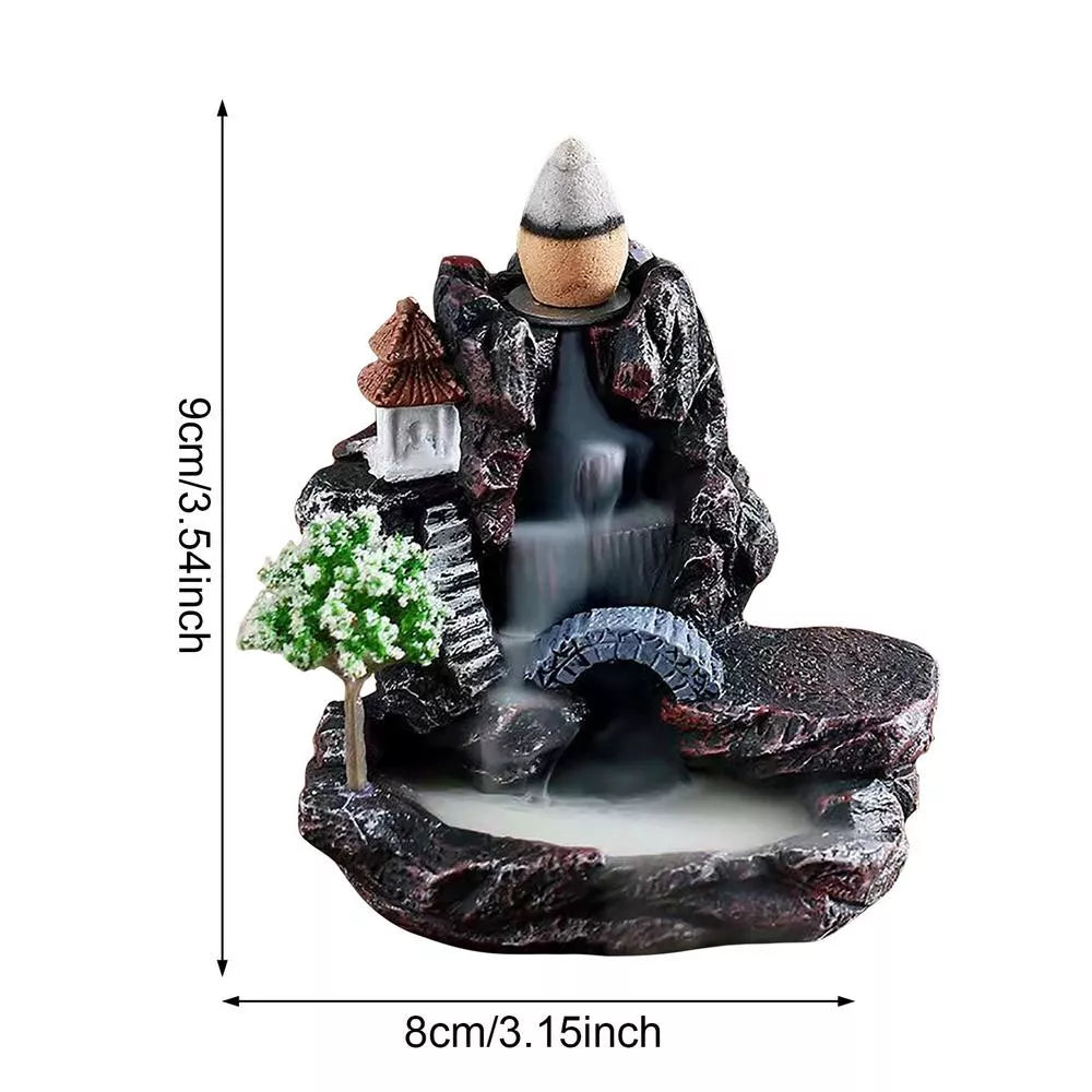 Mountain River Waterfall Backflow Incense Burner – Unique Resin Aromatherapy Fountain