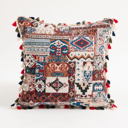 Bohemian Tassel Floral Pillow Cover