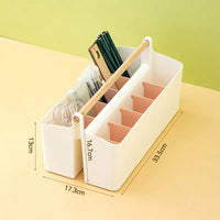 Adjustable Plastic Desktop Organizer Caddy with Wooden Handle