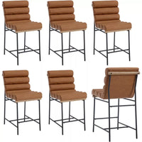 Tufted Counter Height Bar Stools with PU Leather & Footrest – Set of 2 - DSARD