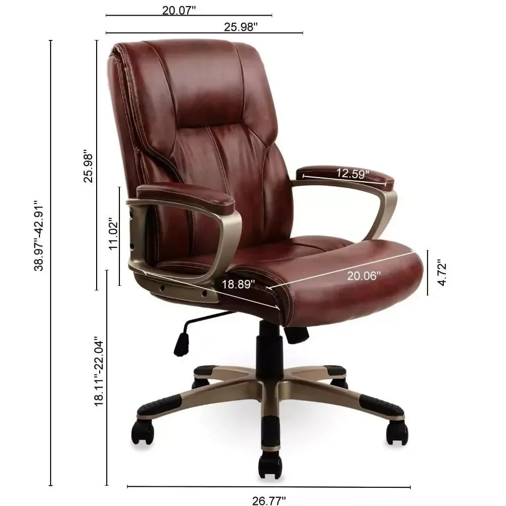Brown High Back Executive Office Chair – PU Leather, Lumbar Support, Ergonomic - DSARD - DSARD