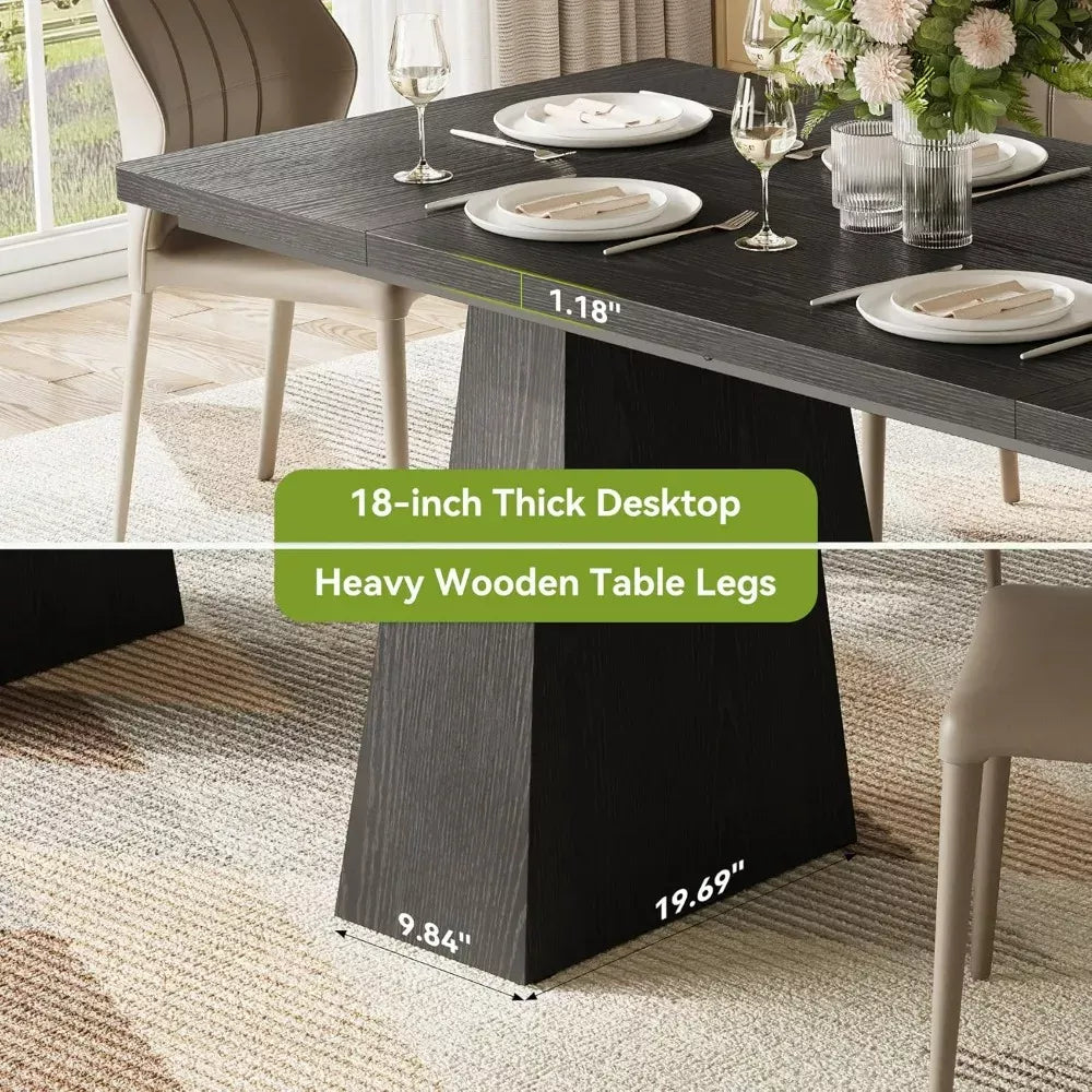 Modern Rectangular Dining Table for 6 – Wood Top with Heavy-Duty Metal Legs - DSARD