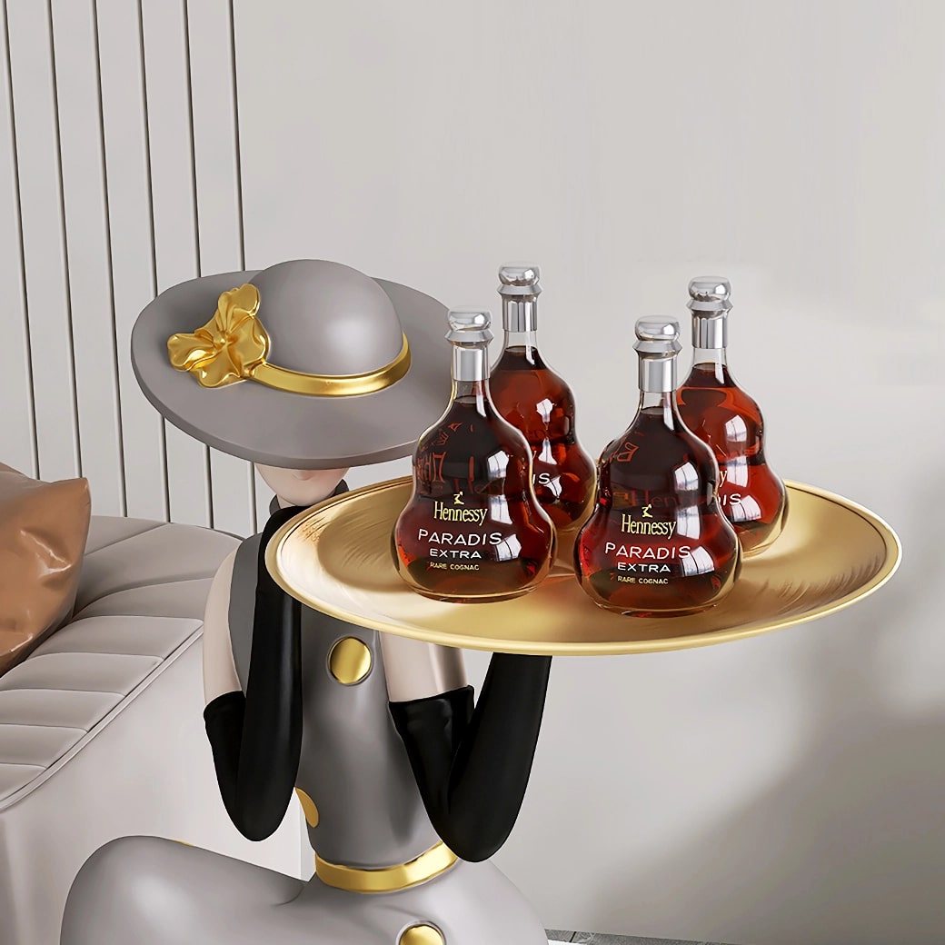 Nordic Abstract Girl Sculpture with Tray for Home Decoration - DSARD