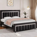 Black Velvet Full Size Bed Frame with Diamond Tufted Headboard & Footboard - DSARD - DSARD