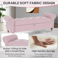 63” Tufted Storage Ottoman Bench with Rolled Arms for Bedroom & Living Room - DSARD - DSARD