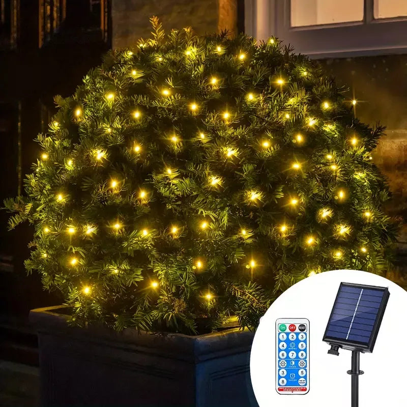Solar-Powered LED Curtain Lights with Remote Control