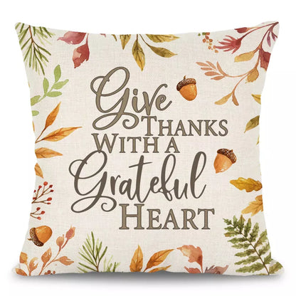 Fall Thanksgiving Maple Squirrel & Bird Pillow Cover – Autumn Harvest Decor