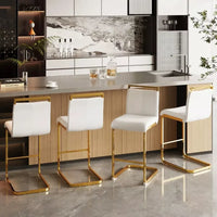 Gold Counter Height Bar Stools Set of 4 with Back, 24″ Kitchen Island Chairs - DSARD