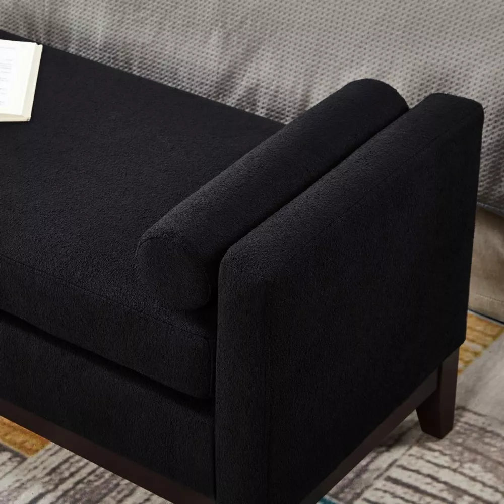 Large Upholstered Ottoman Bench with Bolster Pillows and Armrests – Modern Comfort and Style - DSARD