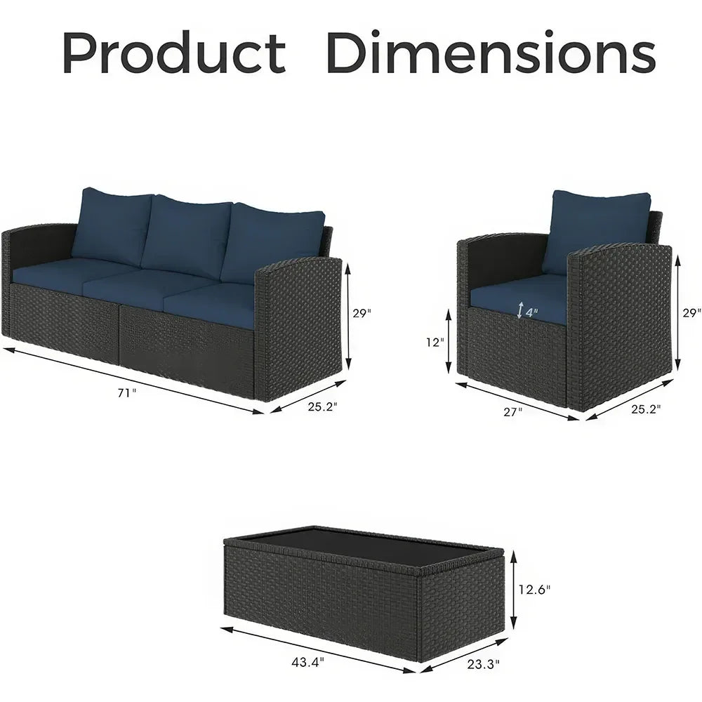 DSARD Luxury Wicker Outdoor Sectional Sofa Set - 4 Pieces - DSARD