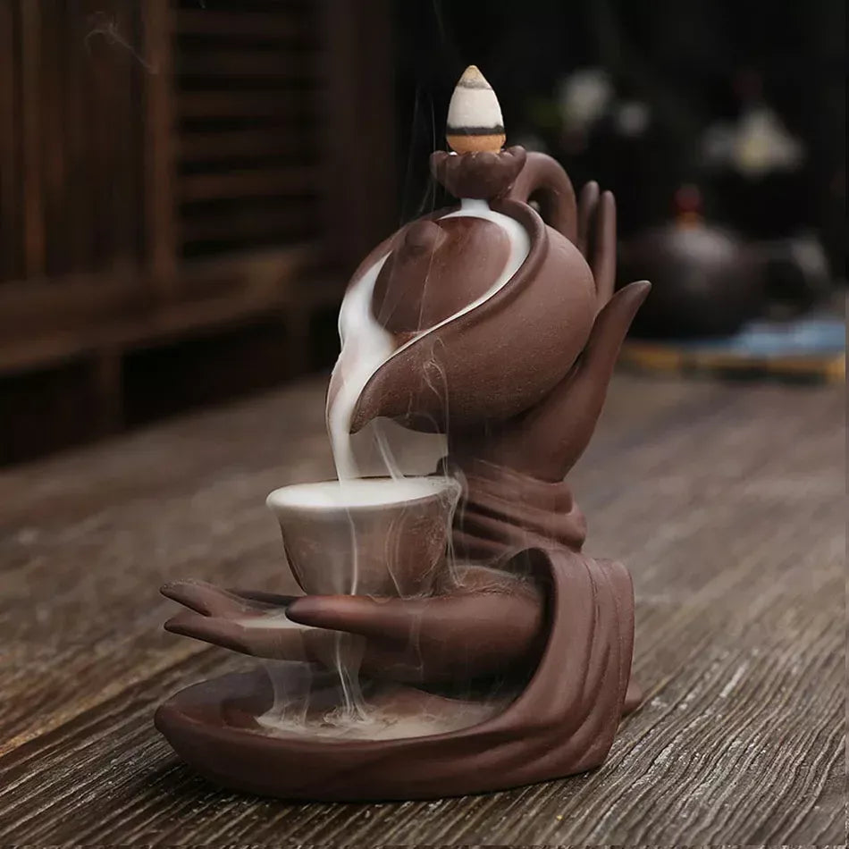 Zen Meditation Lotus & Teapot Backflow Incense Burner