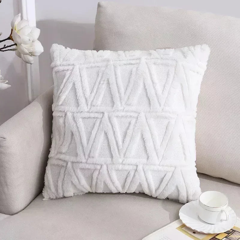 2-Piece Solid Color Plush Pillowcase Set with 3D Wave Pattern – 45x45cm