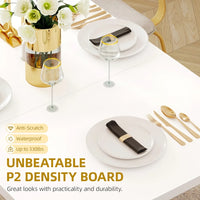 Modern White & Gold Dining Table with Marble Top - DSARD