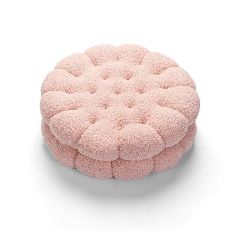 Round Sandwich Biscuit Sofa Pillow – Soft & Comfortable Cushion for Living Room or Bedroom