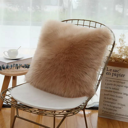 Fluffy White Plush Cushion Cover