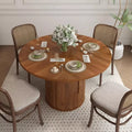 Round Dining Table with 2-Layer Storage Shelf and Wood Slide Door - DSARD