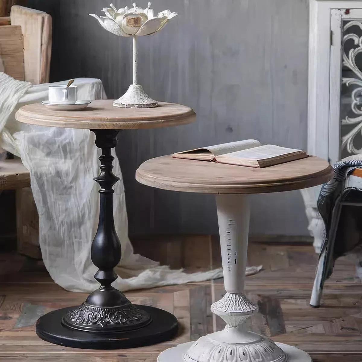 American Vintage Solid Wood Small Tea Table: Rustic Charm for Your Home - DSARD