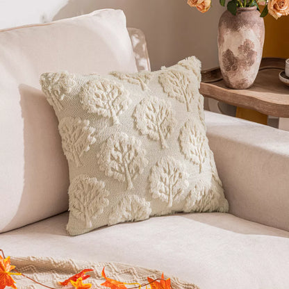 Fall Leaf & Squirrel Embroidered Plush Pillow Cover – Cozy Thanksgiving Décor