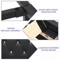 Queen Floating Bed Frame with LED Lights, Crystal-Tufted Headboard, and USB Charging Ports - DSARD