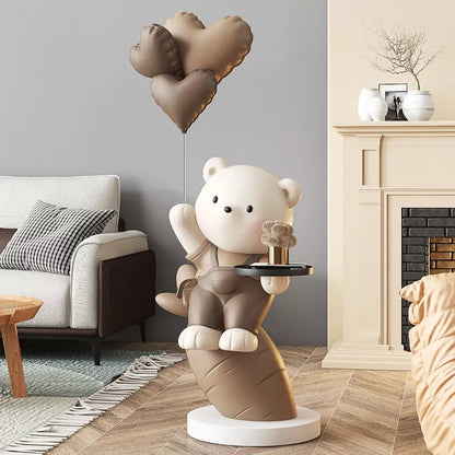 Nordic Turnip Bear Floor Sculpture with Tray