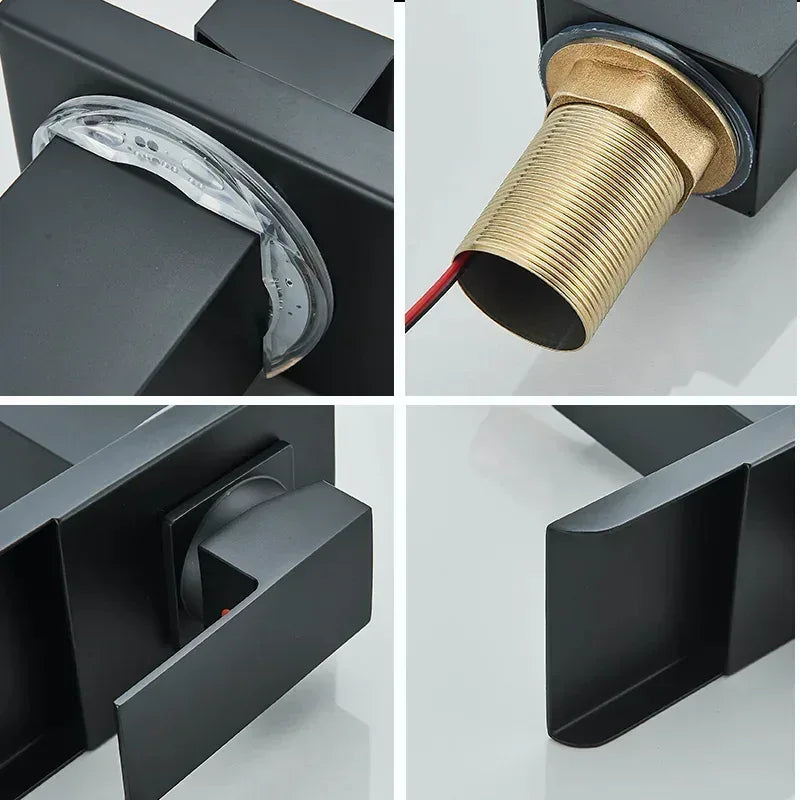 DSARD Contemporary Wall-Mounted Waterfall Faucet with LED Temperature Indicator - DSARD