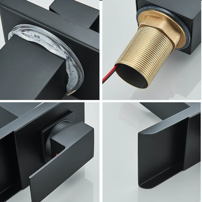 DSARD Contemporary Wall-Mounted Waterfall Faucet with LED Temperature Indicator