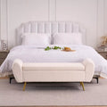 Extra Long Storage Bench with Gold Legs for King Size Bed – Upholstered Ottoman Bench with Arms - DSARD - DSARD