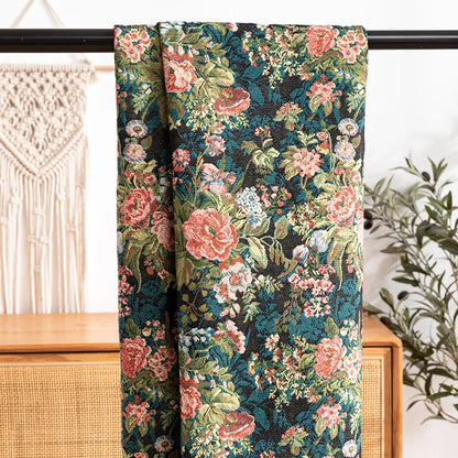 Floral Jacquard Fabric Canvas – 59″x39″ DIY Upholstery & Sewing Cloth
