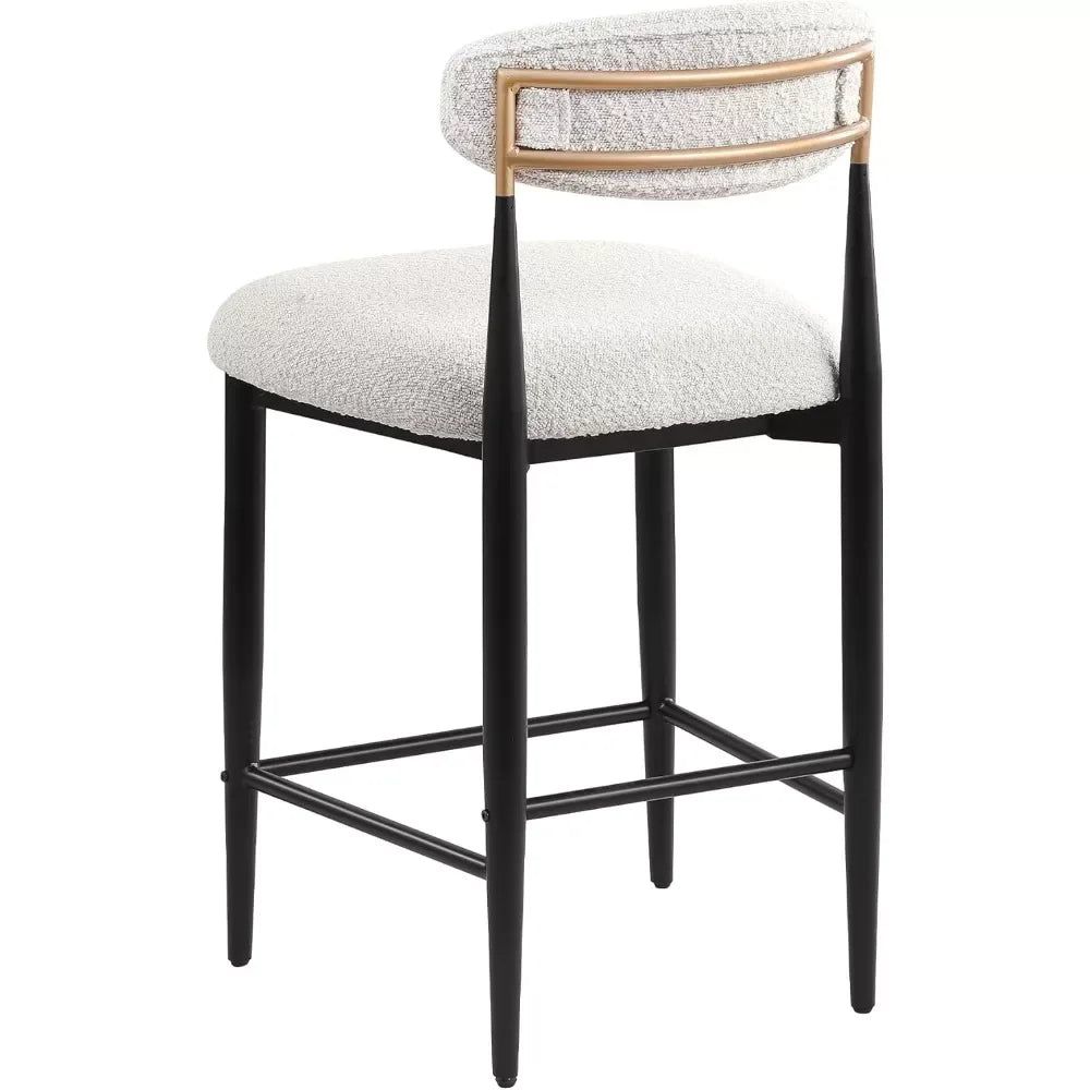 Counter Height Bar Stools Set of 4, 26″ Boucle Barstools with Backrest and Metal Legs - DSARD - DSARD