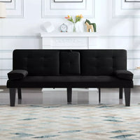 Velvet Futon Sleeper Sofa Bed with Cup Holders and Adjustable Backrest - DSARD