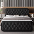 Queen Upholstered Bed Frame with Faux Leather Headboard