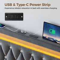 Luxury Grey LED Full Bed Frame - DSARD