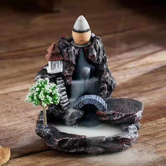 Mountain River Waterfall Backflow Incense Burner – Unique Resin Aromatherapy Fountain