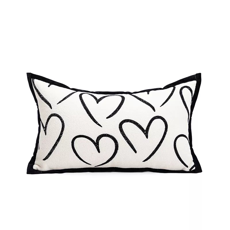Bohemian Black & White Jacquard Pillow Cover