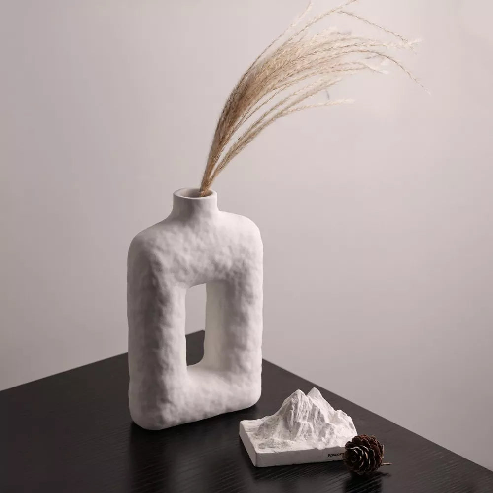 Modern Black and White Openwork Ceramic Vase