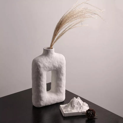 Modern Black and White Openwork Ceramic Vase