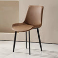 Set of 4 Modern Brown Faux Leather Dining Chairs with Sturdy Metal Legs - DSARD