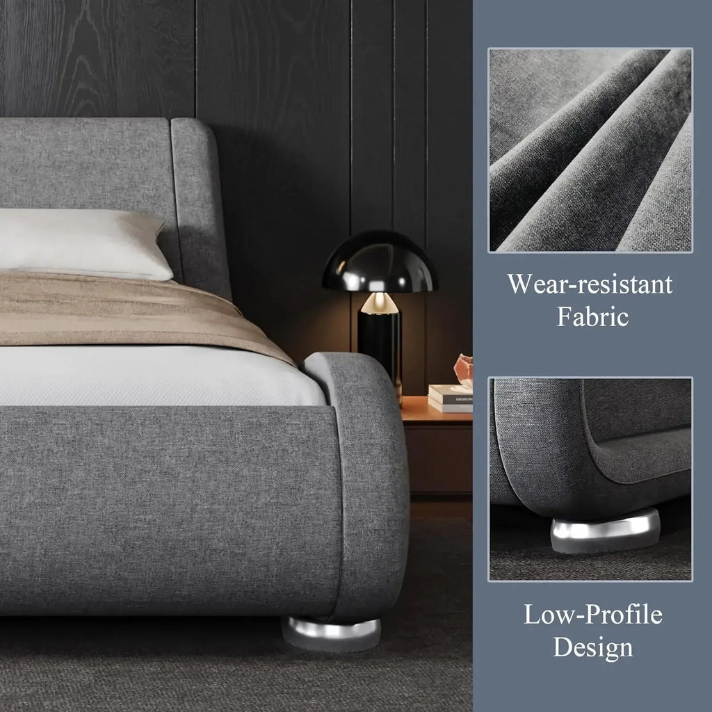 Adjustable Ergonomic Sled Bed Frame with Modern Padded Platform - DSARD - DSARD