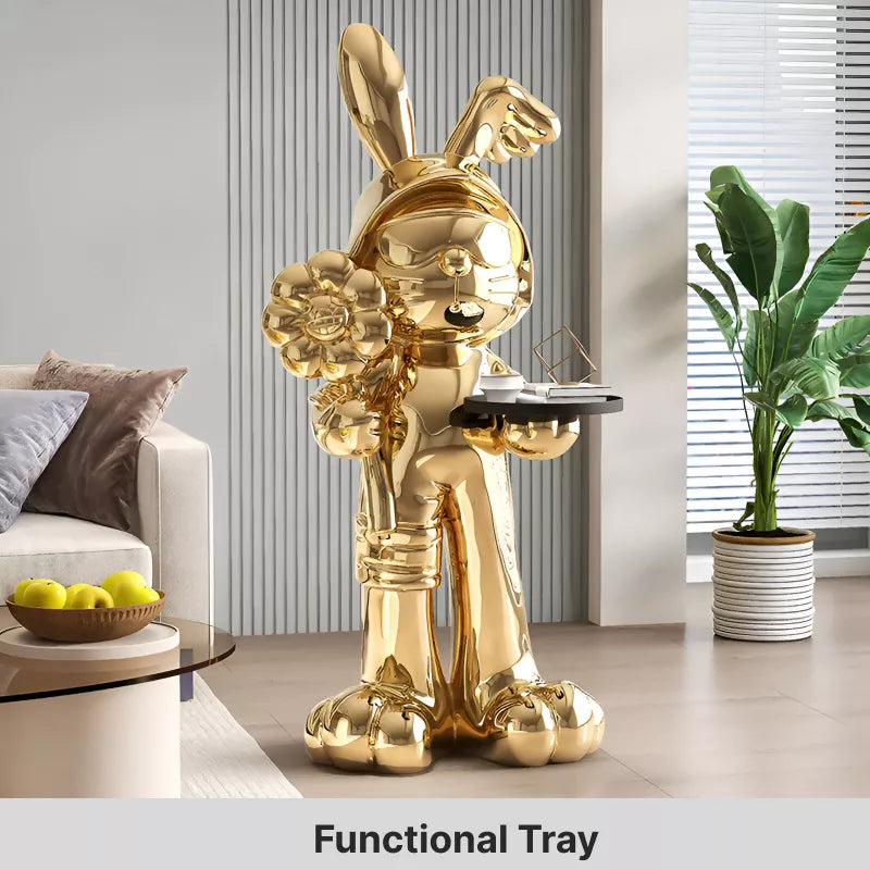 Nordic Rabbit Statue Table with Tray